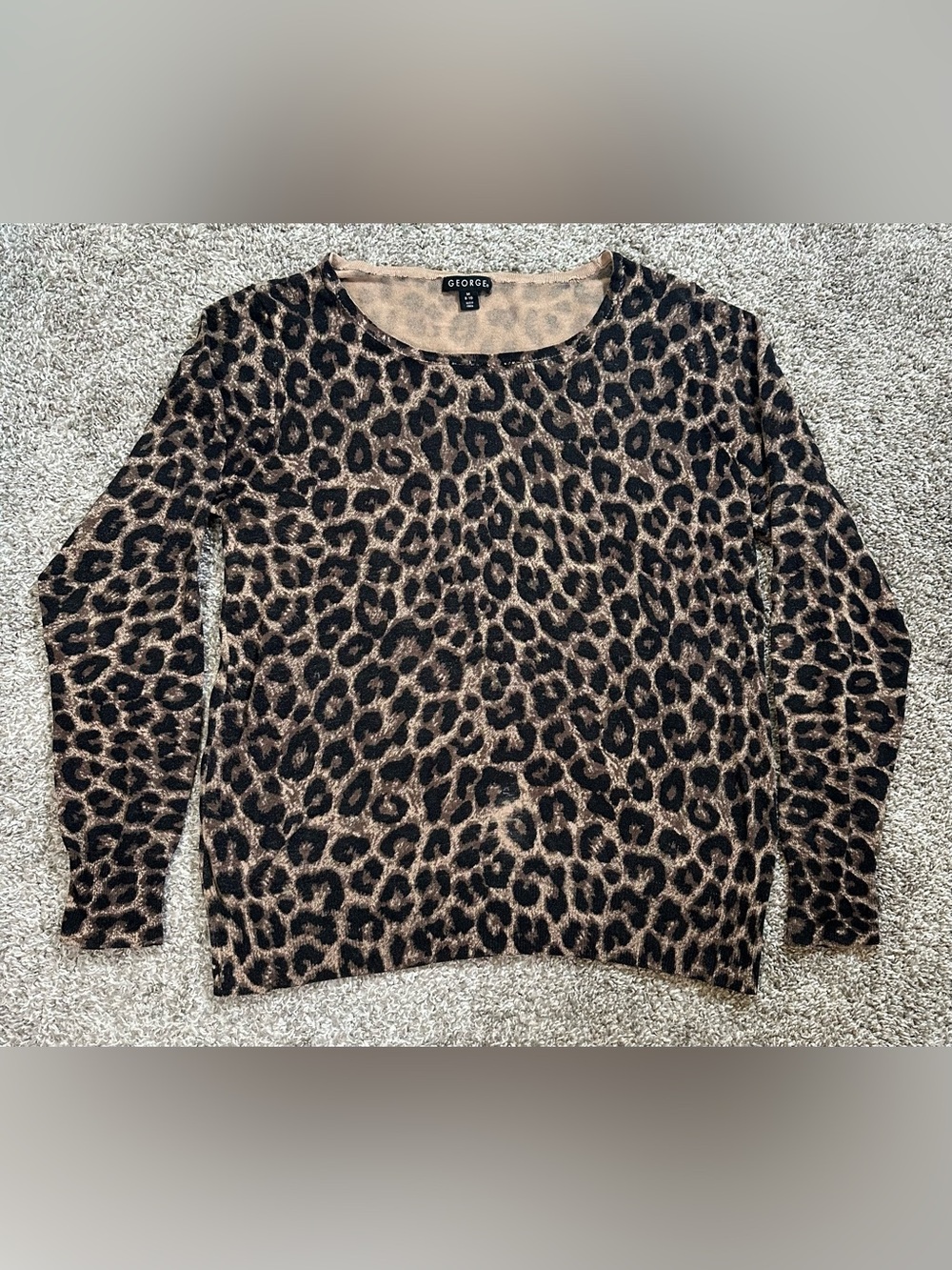 George Leopard Print Pullover Sweater Size Medium 8-10